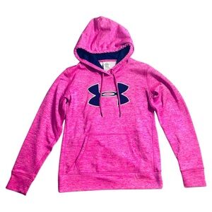 UNDER ARMOUR SEMI-FITTED BIG LOGO Hoodie Hot Pink Size Small